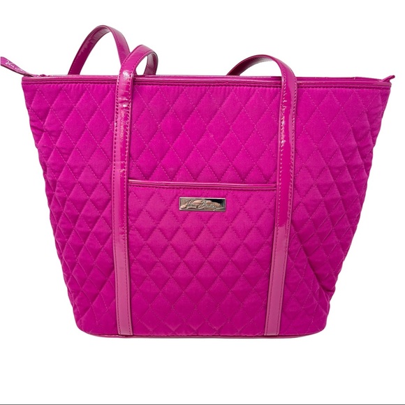Vera Bradley Solid Fuchsia Quilted Tote Shoulder Bag - Picture 1 of 11